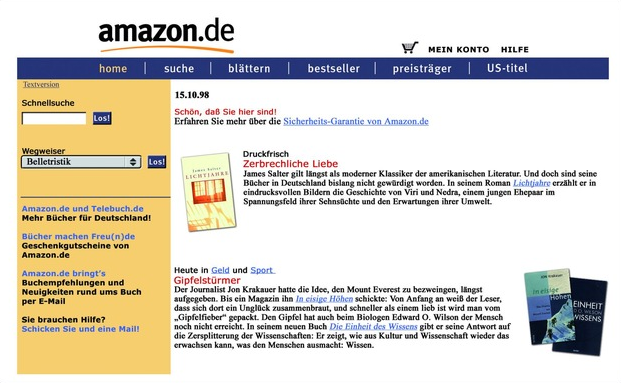 Amazon.de homepage (1998)